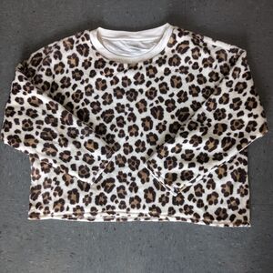Aerie Womens Brown Round Neck Leopard Print Oversized Soft Sweatshirt Size XL